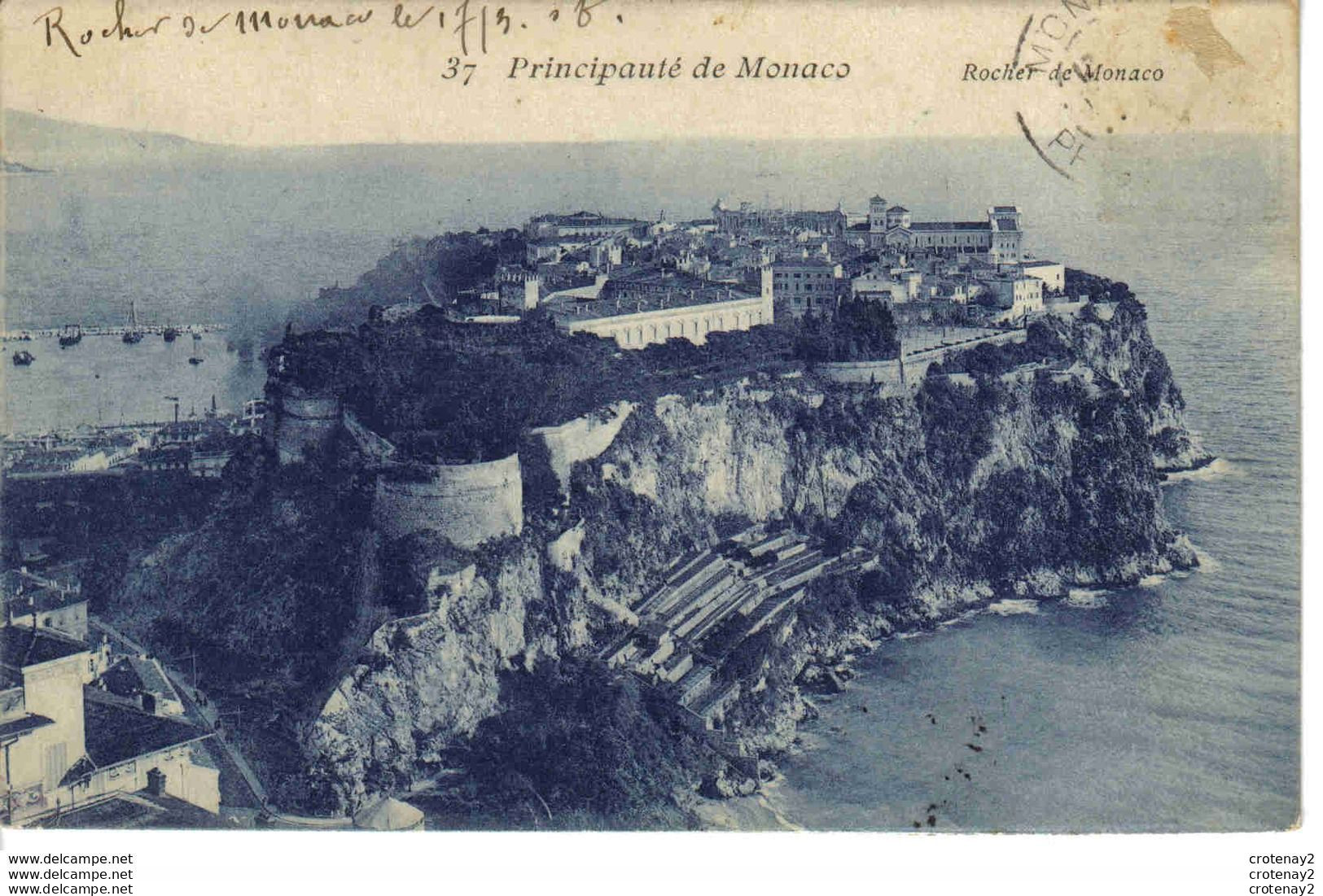 Principauté De Monaco N°37 Le Rocher En 1908 - Andere & Zonder Classificatie
