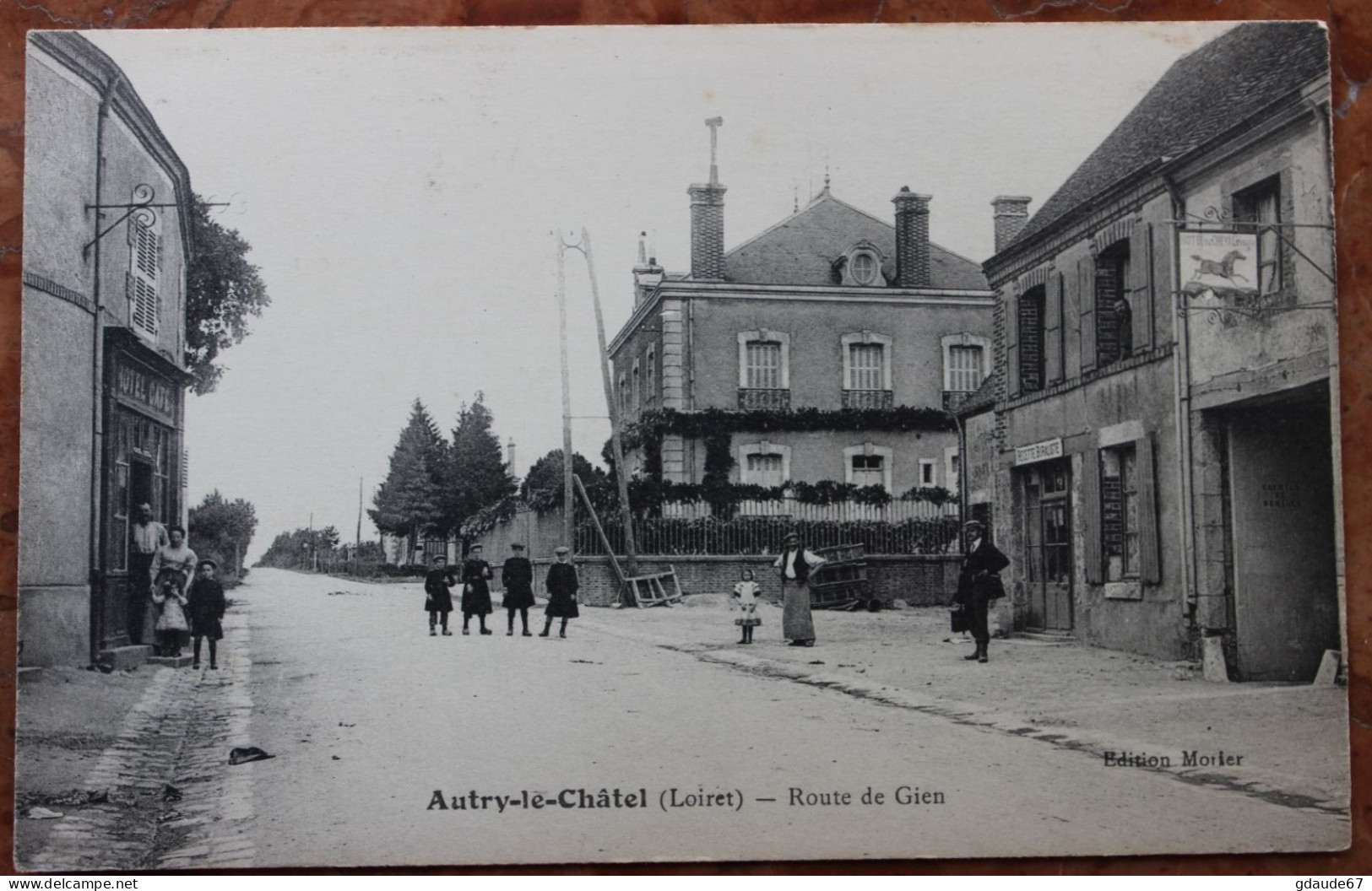 AUTRY LE CHATEL (45) - ROUTE DE GIEN - RECETTE BURALISTE - HOTEL DU CHEVAL ROUGE - Andere & Zonder Classificatie