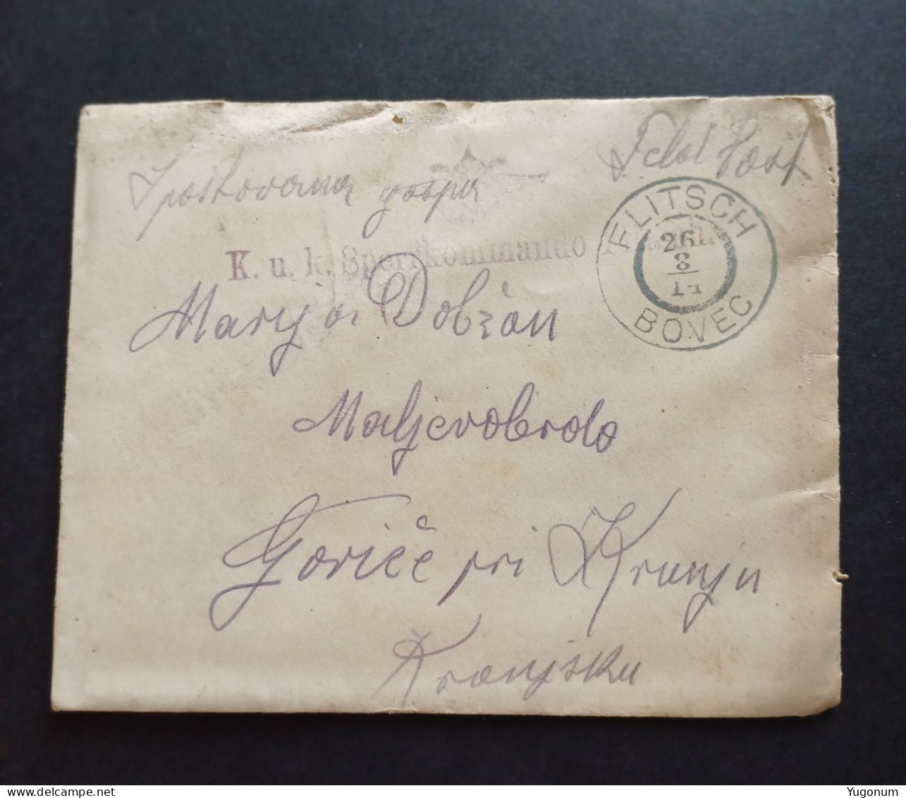 Austria-Hungary Slovenia WWI 1914 Small Letter Feldpost With Stamp BOVEC (No 3075) - Slovenia