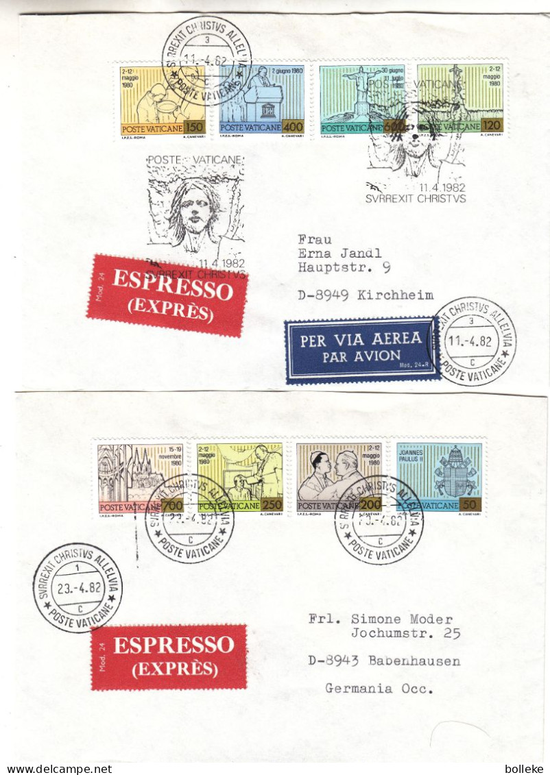 Vatican - 3 Lettres Exprès De 1982 - Oblit Poste Vaticane - Exp Vers Kirchheim - Cachet De Mindelheim - - Briefe U. Dokumente