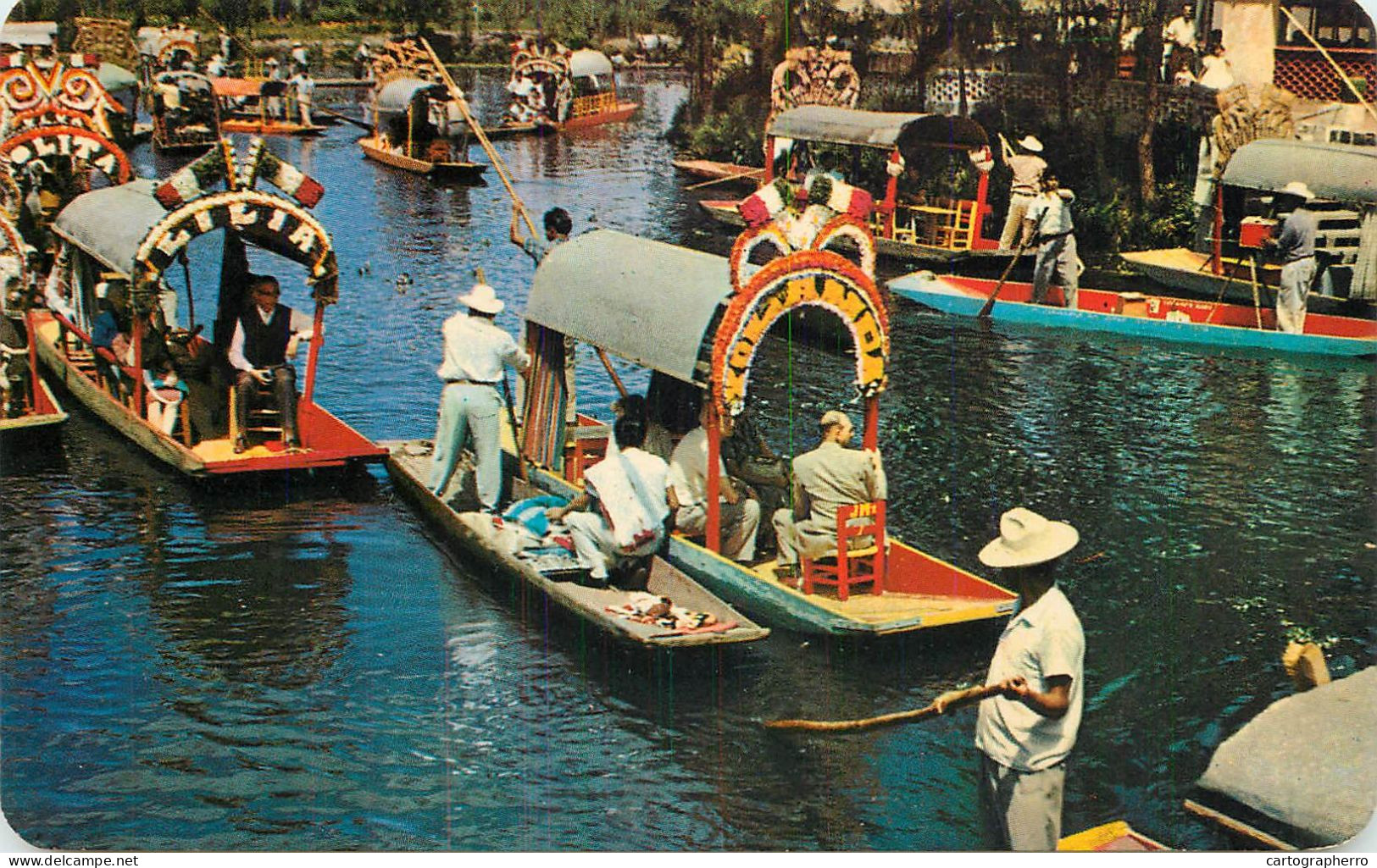 Mexico Xochimilco Flower-decked Boats With Tourists - Mexico