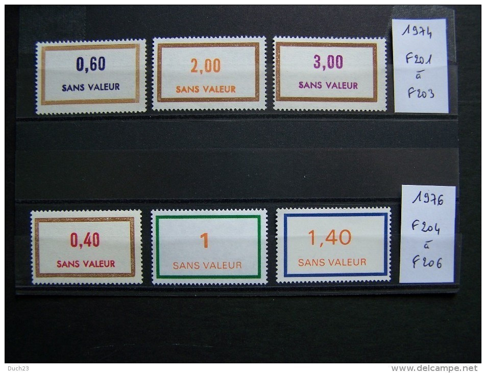 FICTIFS NEUF ** N°F201 à F206 SANS CHARNIERE (FICTIF F 201 à F 206) SERIE COMPLETE EMISSION DE 1974 Et 1976 - Phantomausgaben