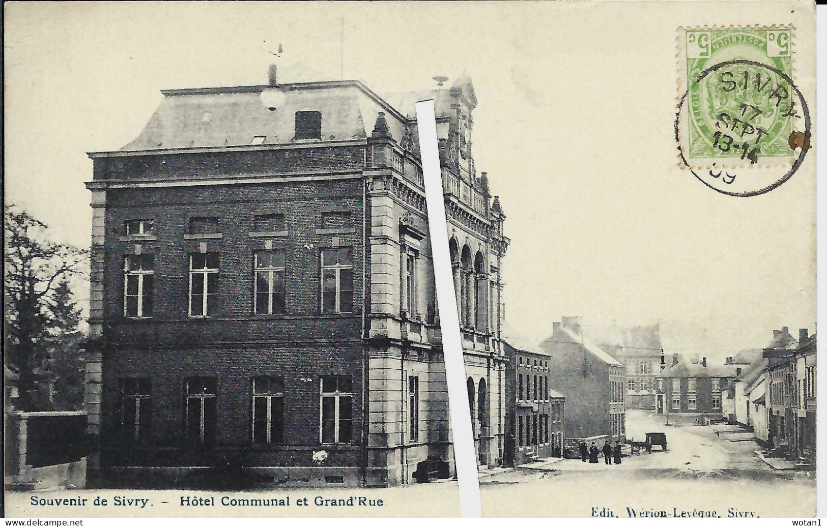 Souvenir De SIVRY - Hôtel Communal Et Grand'Rue (ligne Blanche Fictive) - Sivry-Rance