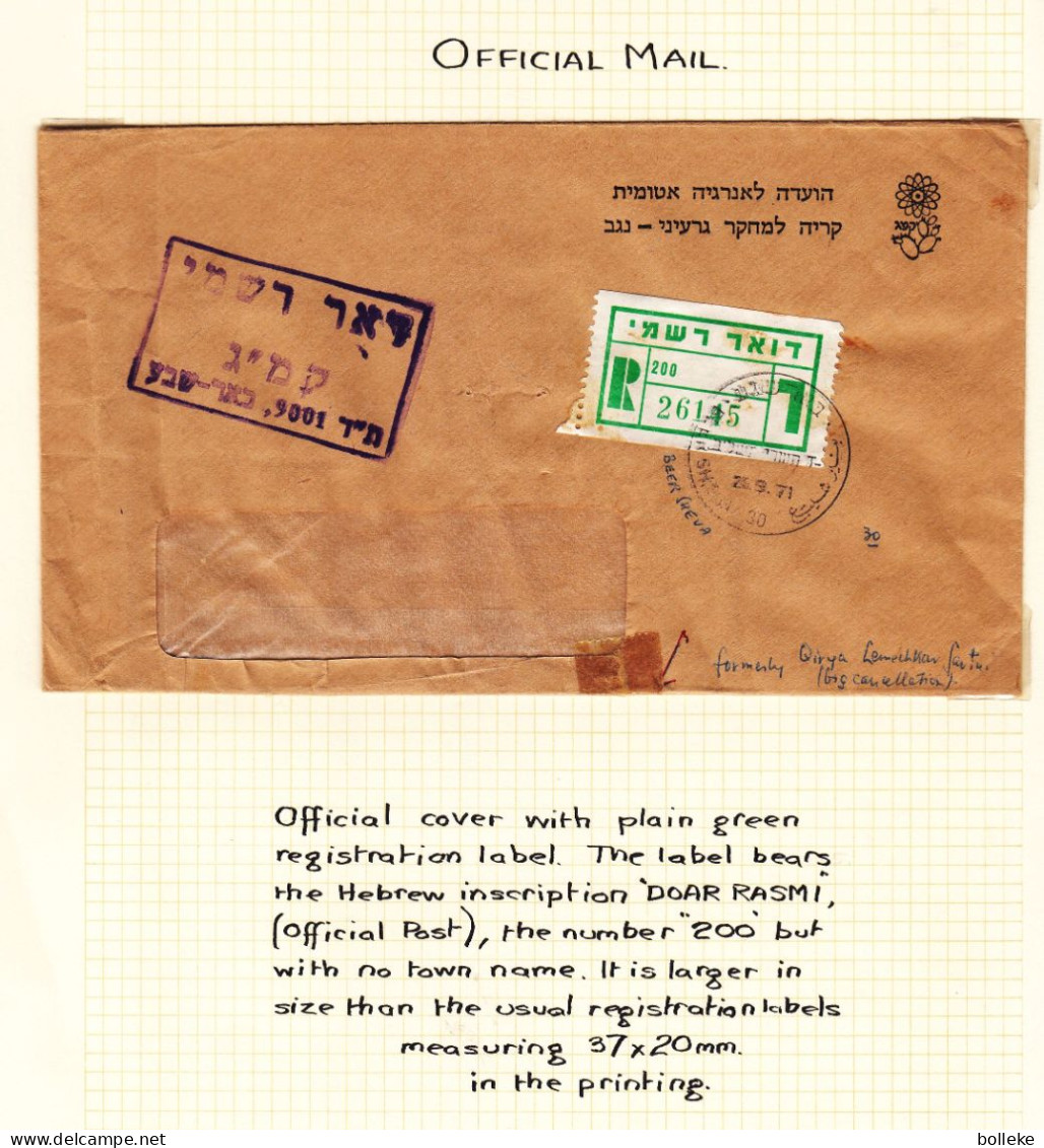 Israël - Lettre Recom De 1971 - Oblit Beer Sheva - - Cartas & Documentos
