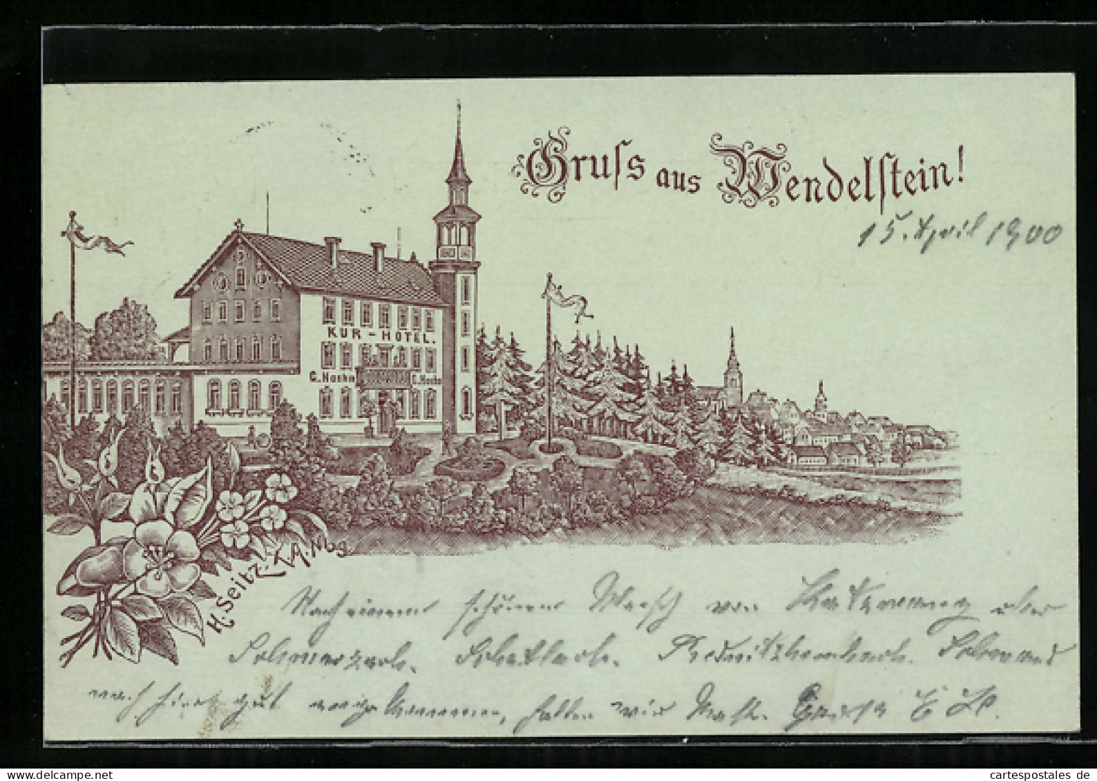 Lithographie Wendelstein, Blick Zum Kur-Hotel  - Sonstige & Ohne Zuordnung