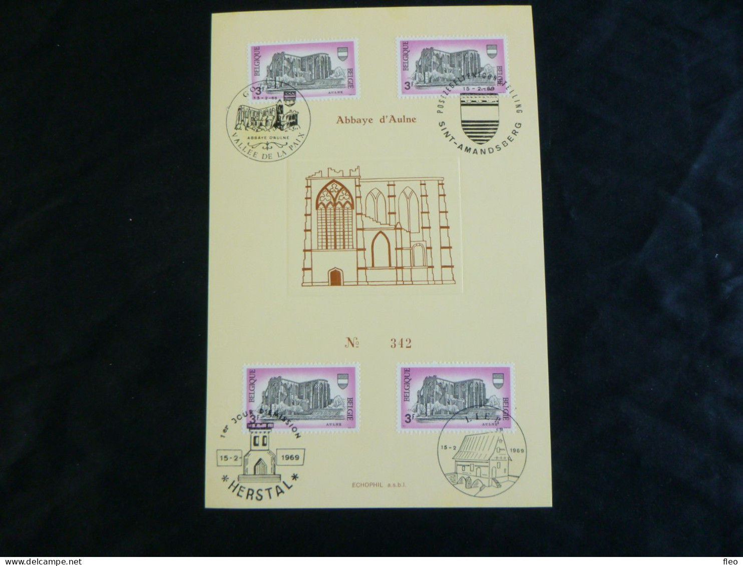 BELG.1969 1483 FDC Echophil Card N°677 : " Abdij Van Aulne/ Abbaye De Aulne " - 1961-1970