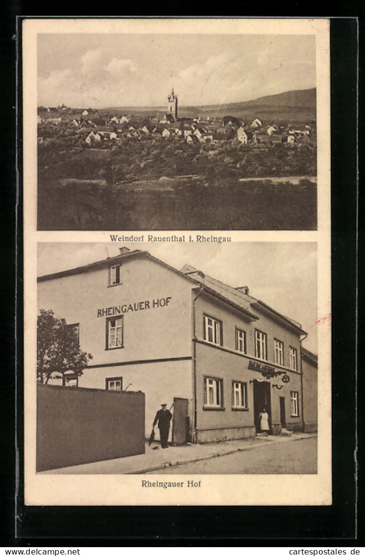 AK Rauenthal I. Rheingau, Gasthaus Rheingauer Hof, Bes. Franz Weber Ww., Gesamtansicht Mit Umgebung  - Rheingau