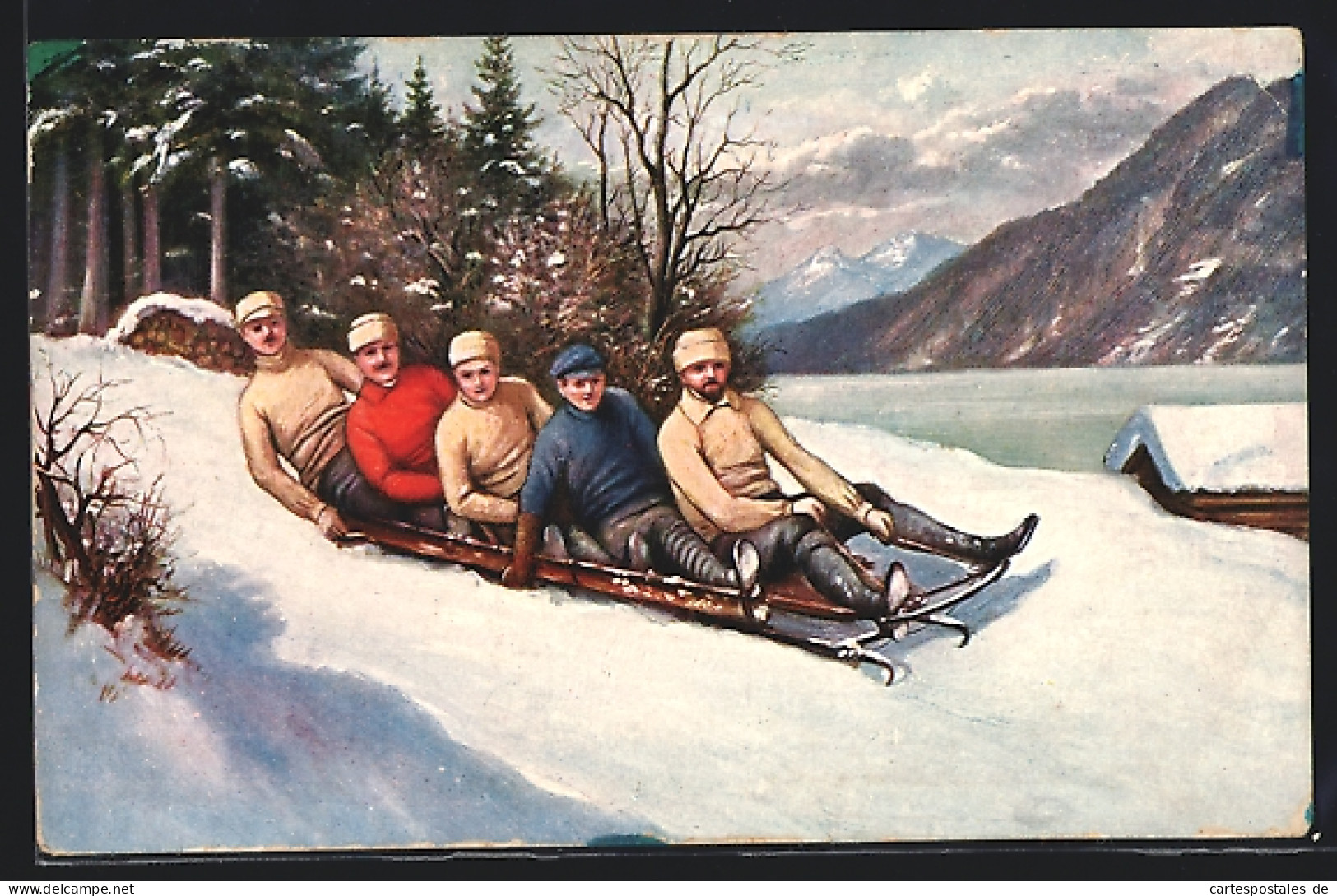 AK Männer Fahren Im Winter Mit Dem Schlitten  - Sports D'hiver