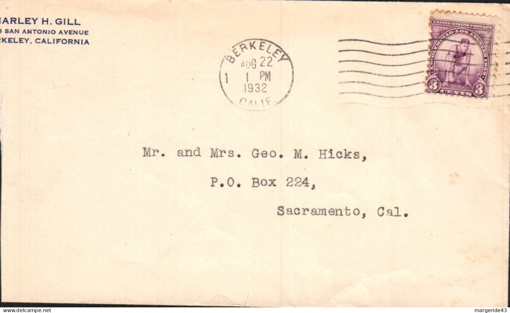 USA ETATS UNIS SEUL SUR LETTRE DE BERKELEY 1932 - Covers & Documents