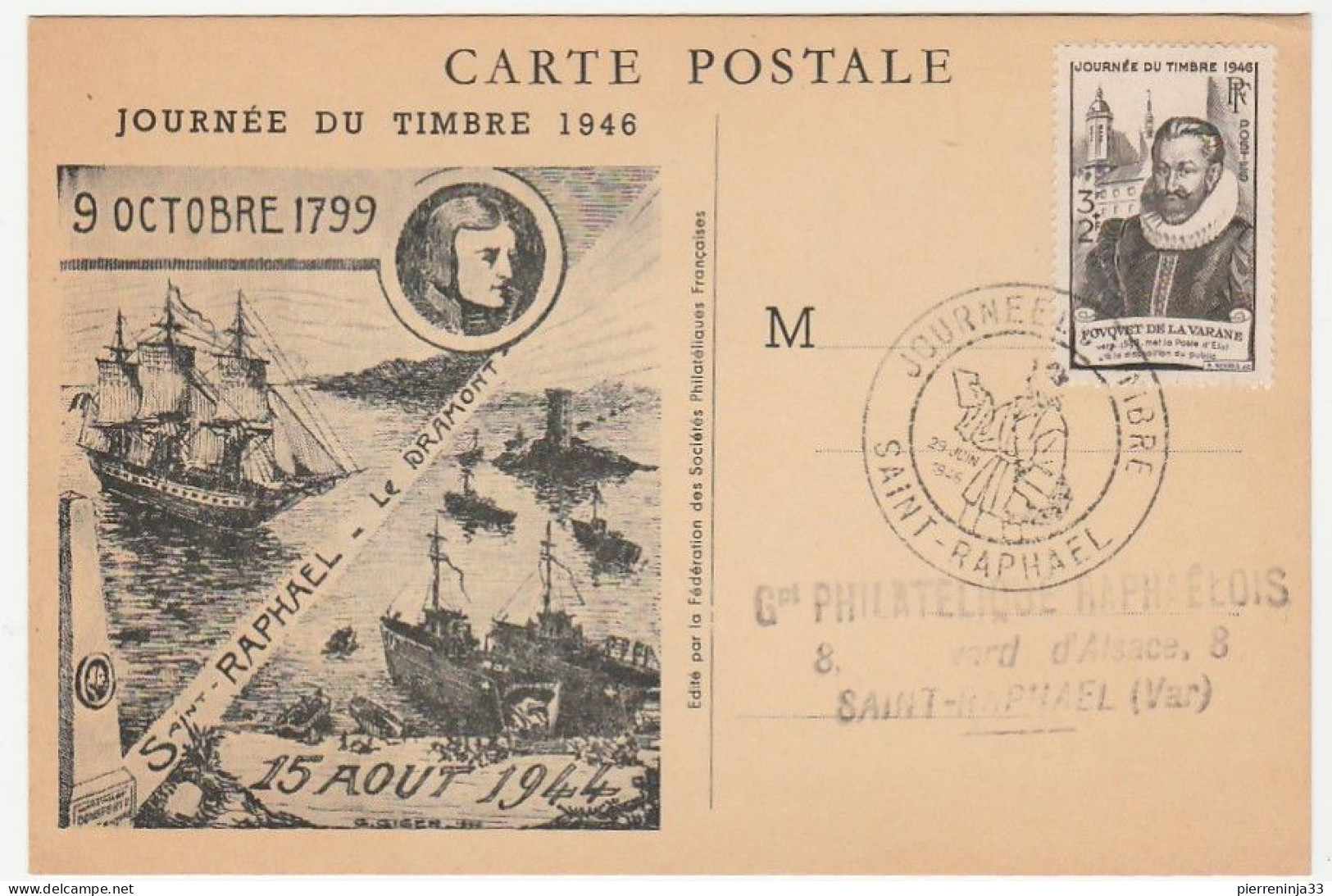 Carte Journée Du Timbre 1946, Saint Raphaël - Covers & Documents