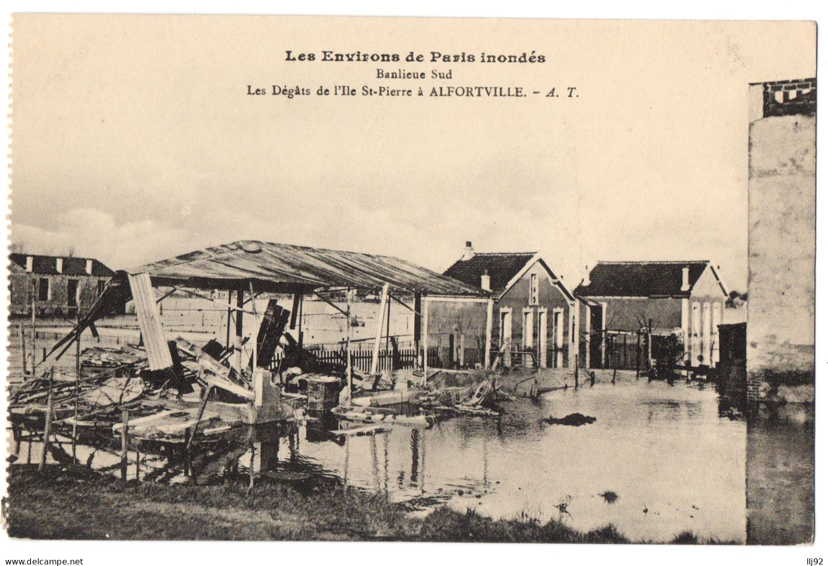 CPA 94 - ALFORTVILLE (Val De Marne) - Les Dégâts De L'Ile St-Pierre. Environs De Paris Inondés. Banlieue Sud. A.T. - Alfortville