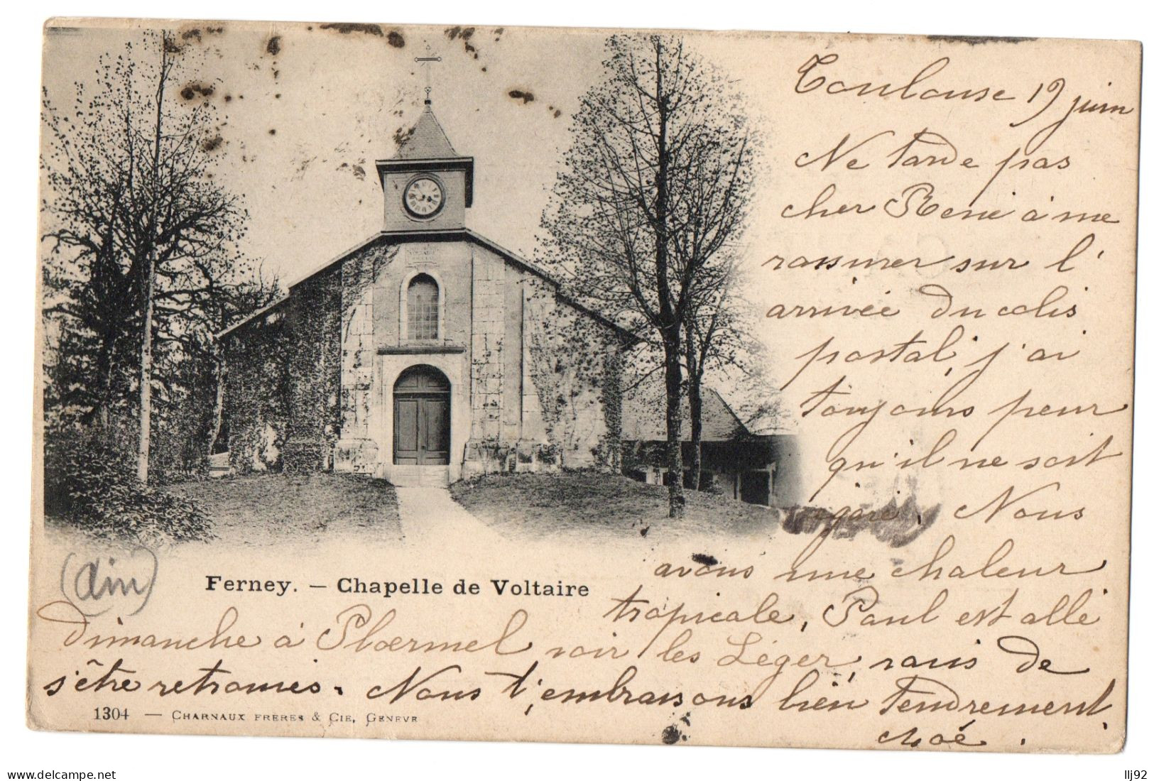 CPA 01 - FERNAY (Ain) - 1304. Chapelle De Voltaire - Dos Non Divisé, Cachet De 1900 - Ferney-Voltaire