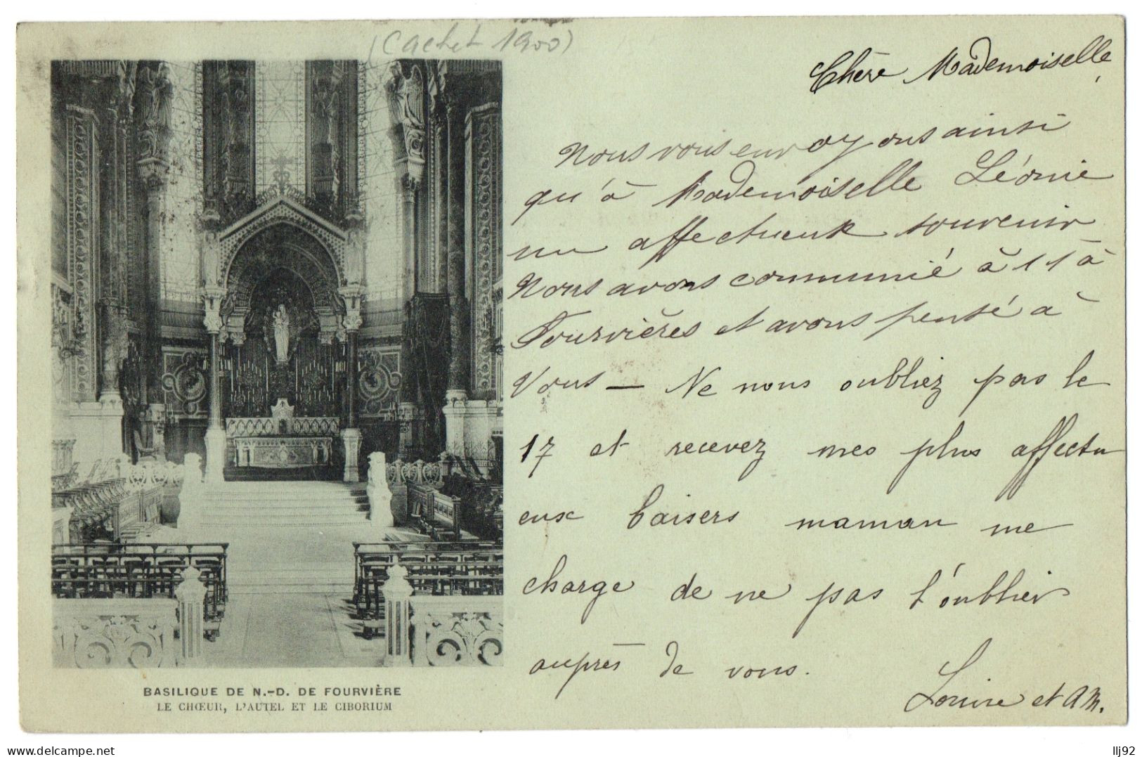 CPA 69 - LYON (Rhône) - Basilique ND De Fourvière, Le Choeur, L'Autel, Le Ciborium - Dos Non Divisé, Cachet De 1900 - Lyon 5