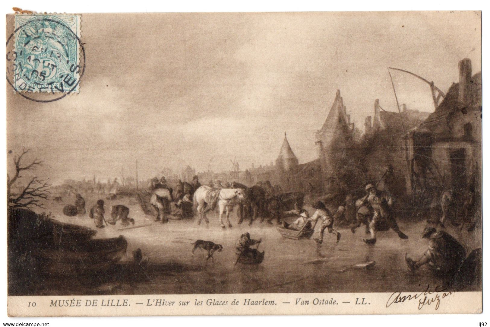 CPA 59 - Musée De LILLE  - 10. L'Hiver Sur Les Glaces De Haarlem - Van Ostade - LL - Dos Non Divisé - Malerei & Gemälde