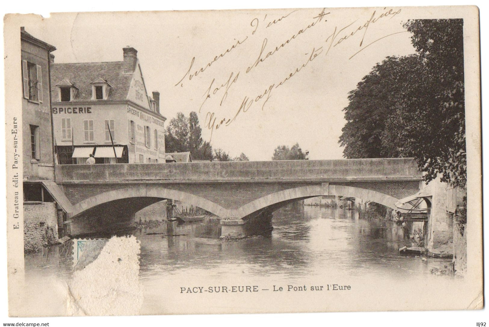 CPA 27 - PACY SUR EURE (Eure) - Le Pont Sur L'Eure - Dos Non Divisé - Pacy-sur-Eure