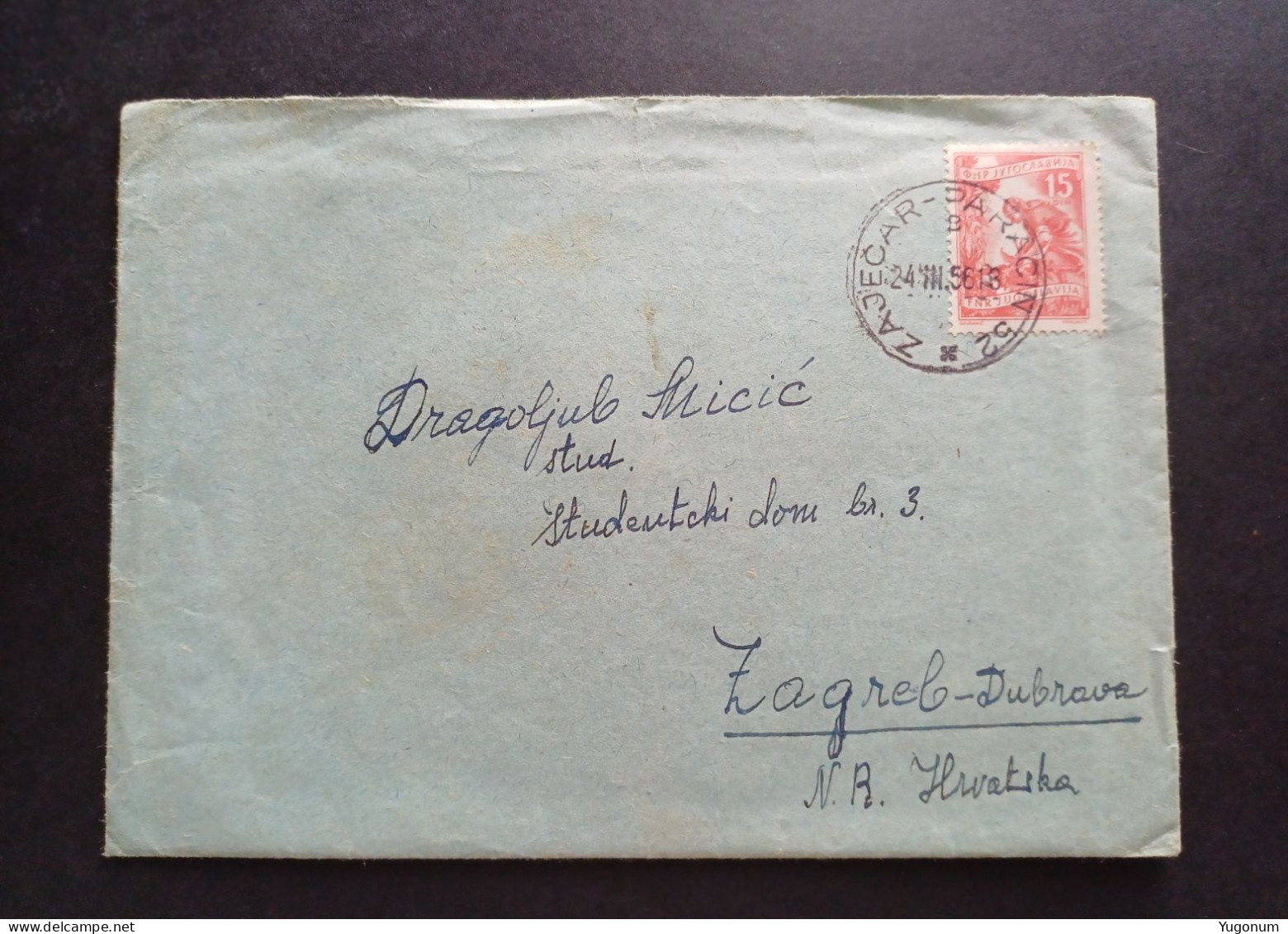 Yugoslavia 1956 Letter Sent To Zagreb With Stamp ZAJECAR - PARACIN (No 3080) - Briefe U. Dokumente