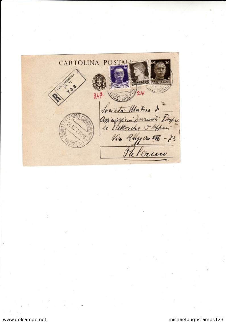 Italy / Stationery / Registered Postcards / Caltanissetta - Ohne Zuordnung