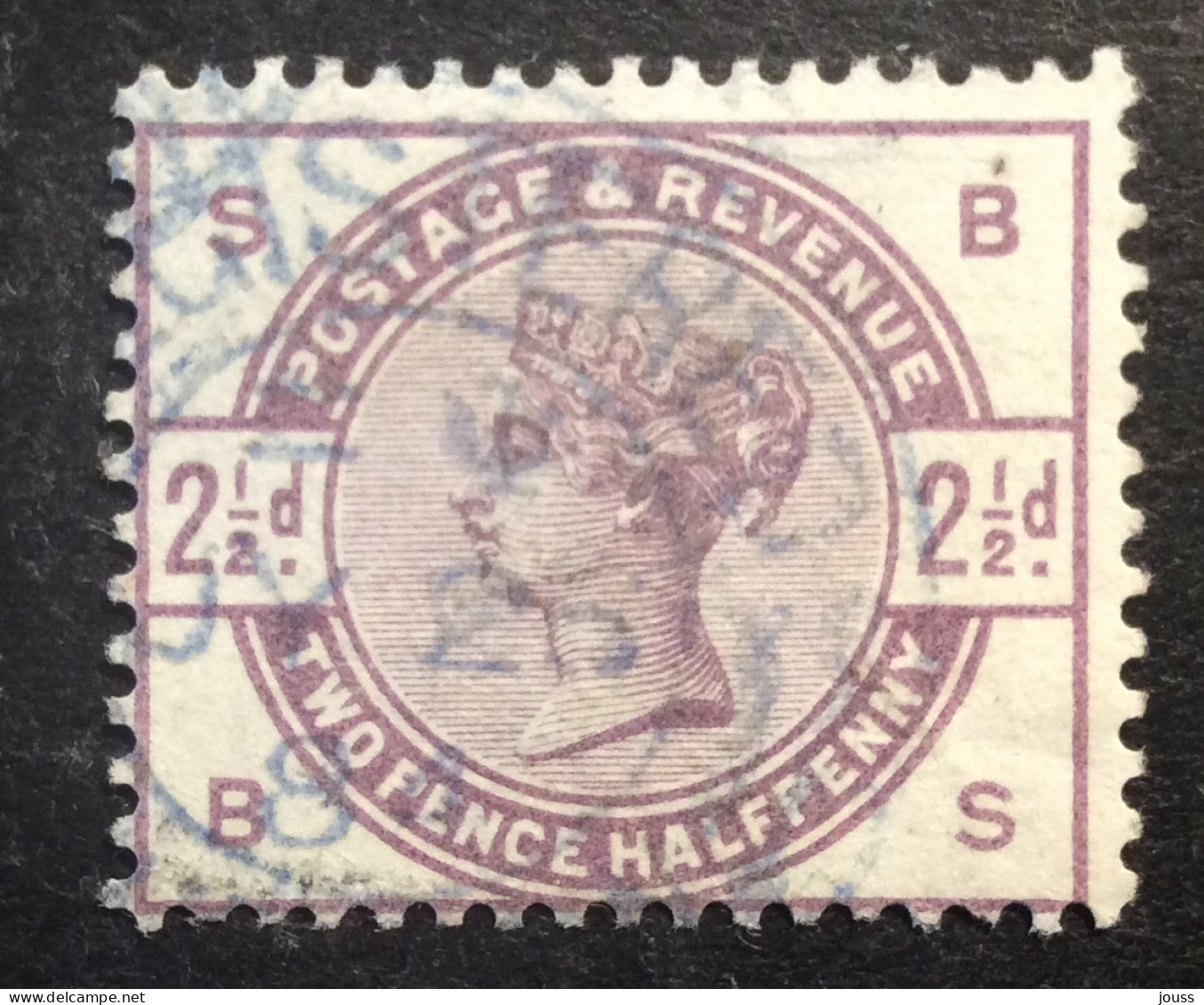 GB76 Victoria  2 1/2 P Violet Oblitéré « REGISTERED » BLEU YT 79 Couronne - Gebruikt