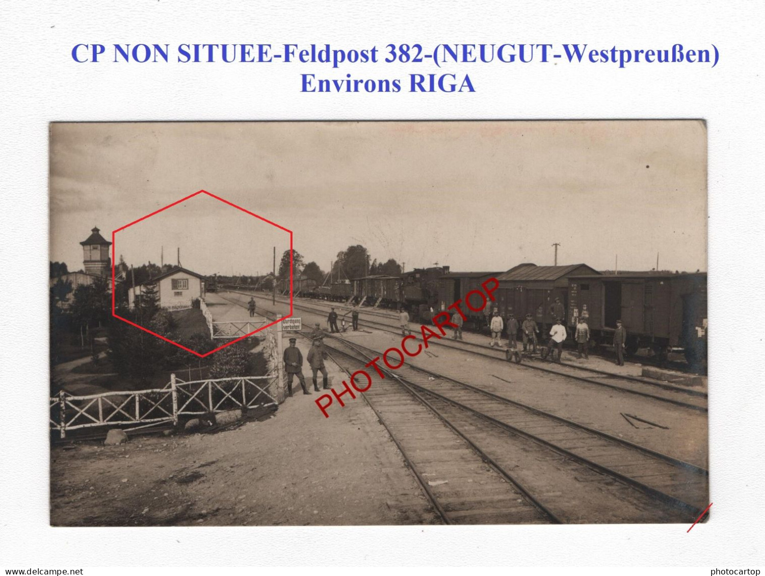 CP NON SITUEE-BAHNHOF-GARE-Feldpost 382-(NEUGUT-??-Südl. RIGA)-CARTE PHOTO All.-GUERRE 14-18-1 WK-Militaria-Feldpost- - Westpreussen