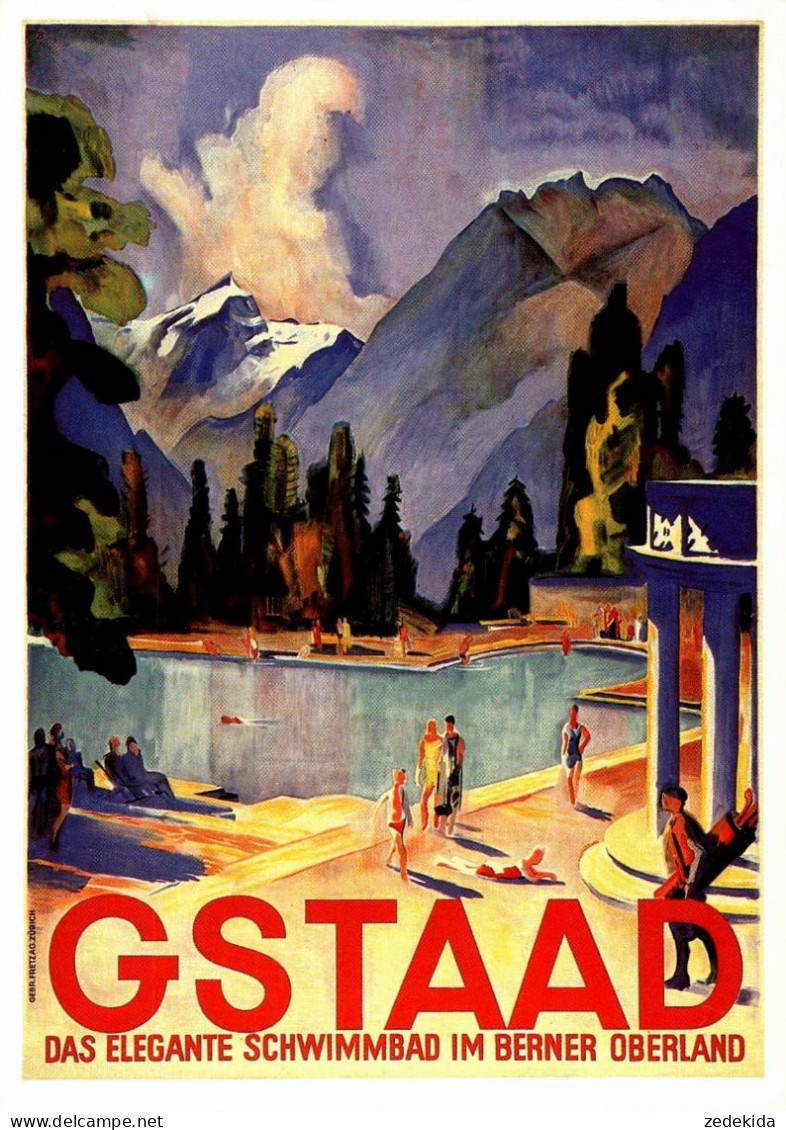 H1308 - TOP Gstaad Schweiz Werbekarte Werbung - Otto Baumberger Plakat Künstlerkarte - Photoglob - Gstaad