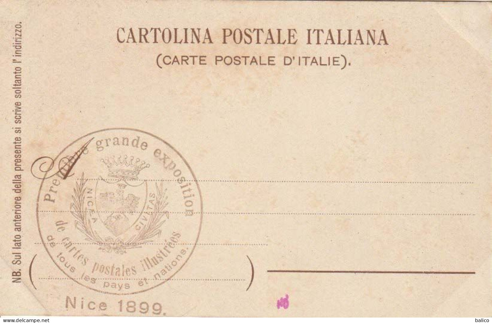 Première Grande Exposition De Cartes Postales Illustrées  NICE 1899 De Tous Les Pays (cachet Sur Cartolina)  Très Rare ! - Bolsas Y Salón Para Coleccionistas