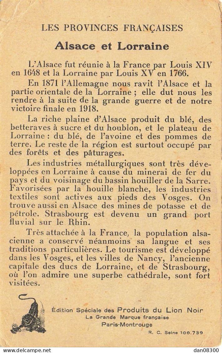 LES PROVINCES FRANCAISES ALSACE LORRAINE EDITION DES PRODUITS LION NOIR - Other & Unclassified