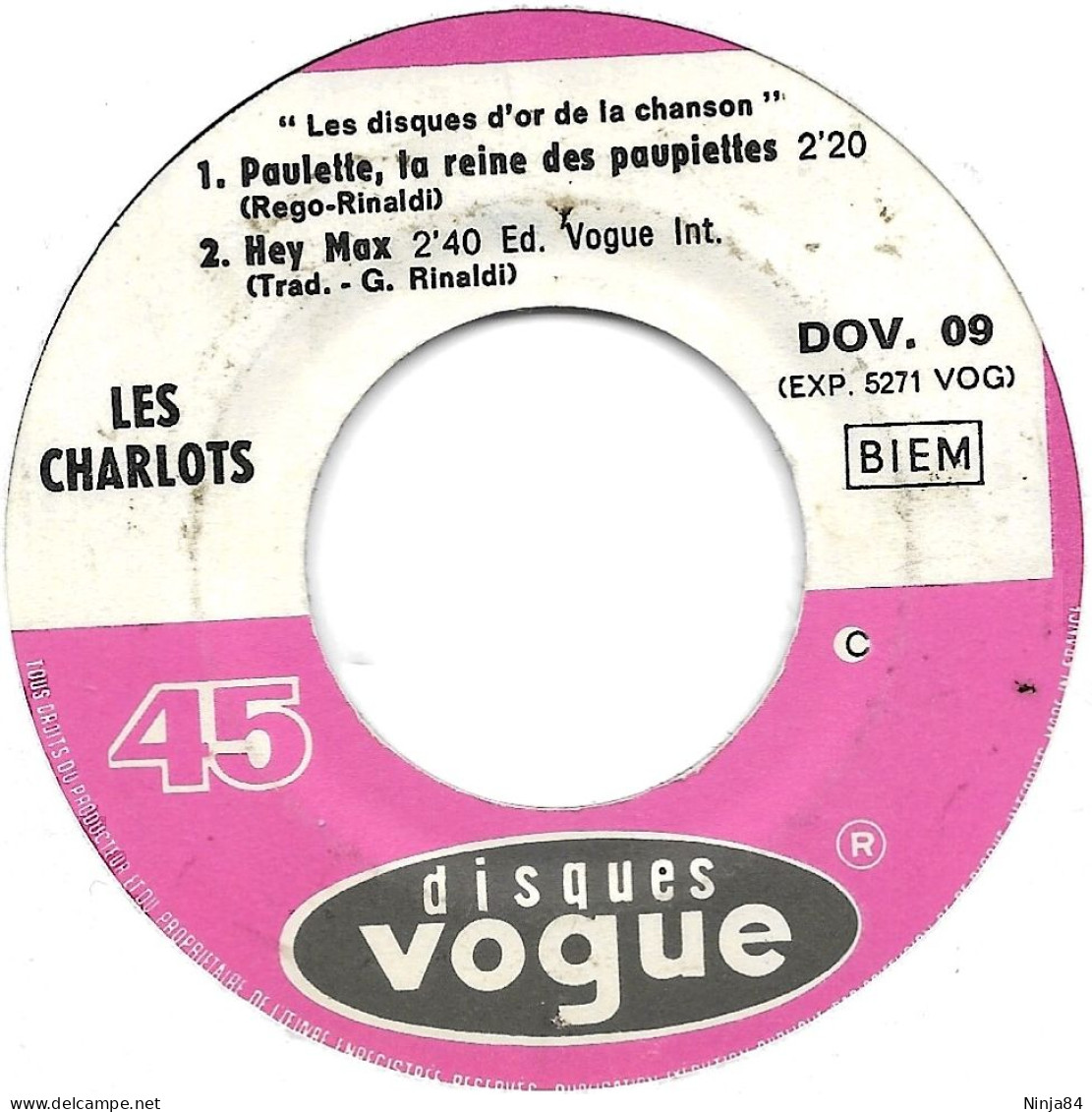 EP 45 RPM (7") Les Charlots   "  Les Disques D'or De La Chanson  " - Sonstige - Franz. Chansons