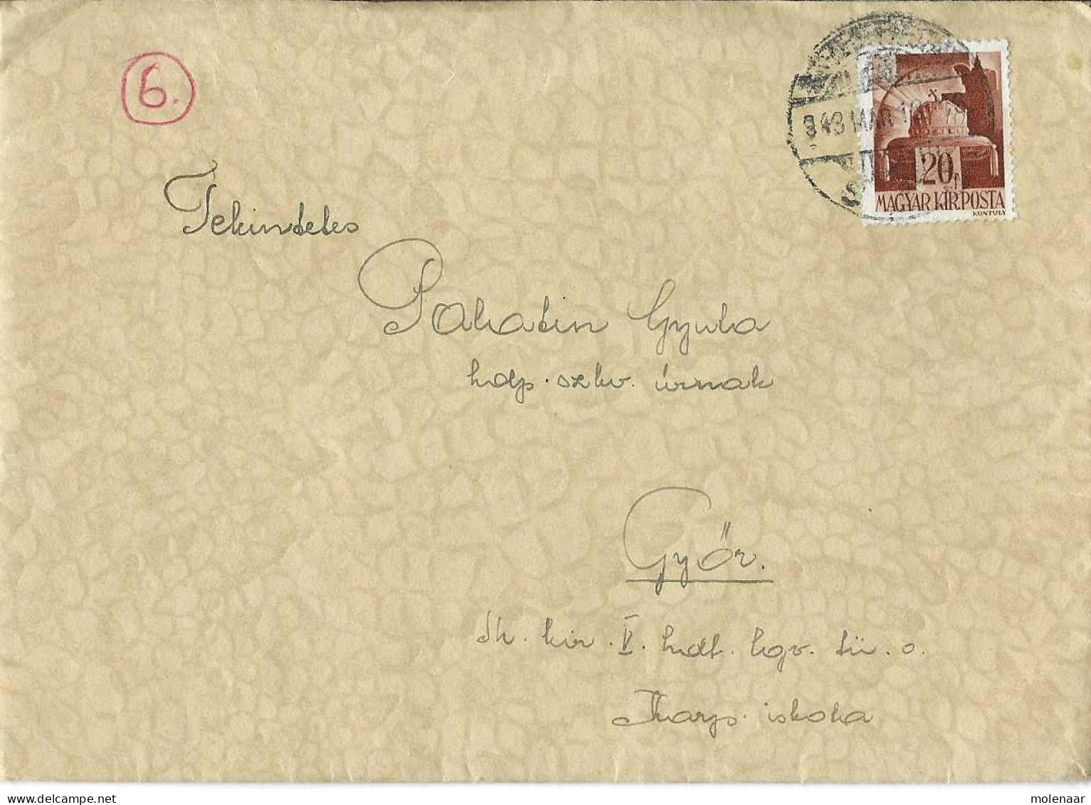 Postzegels > Europa > Hongarije > 1918-44 >brief Met 1 Postzegel Uit 1943 (16847) - Storia Postale