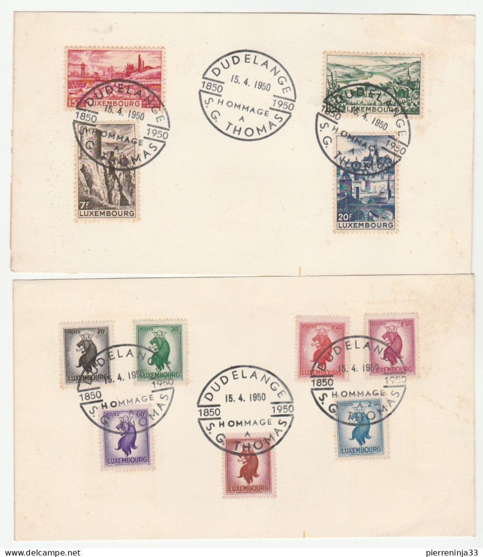 2 Encarts / Luxembourg, Hommage Dudelange Thomas, 1950 - Storia Postale