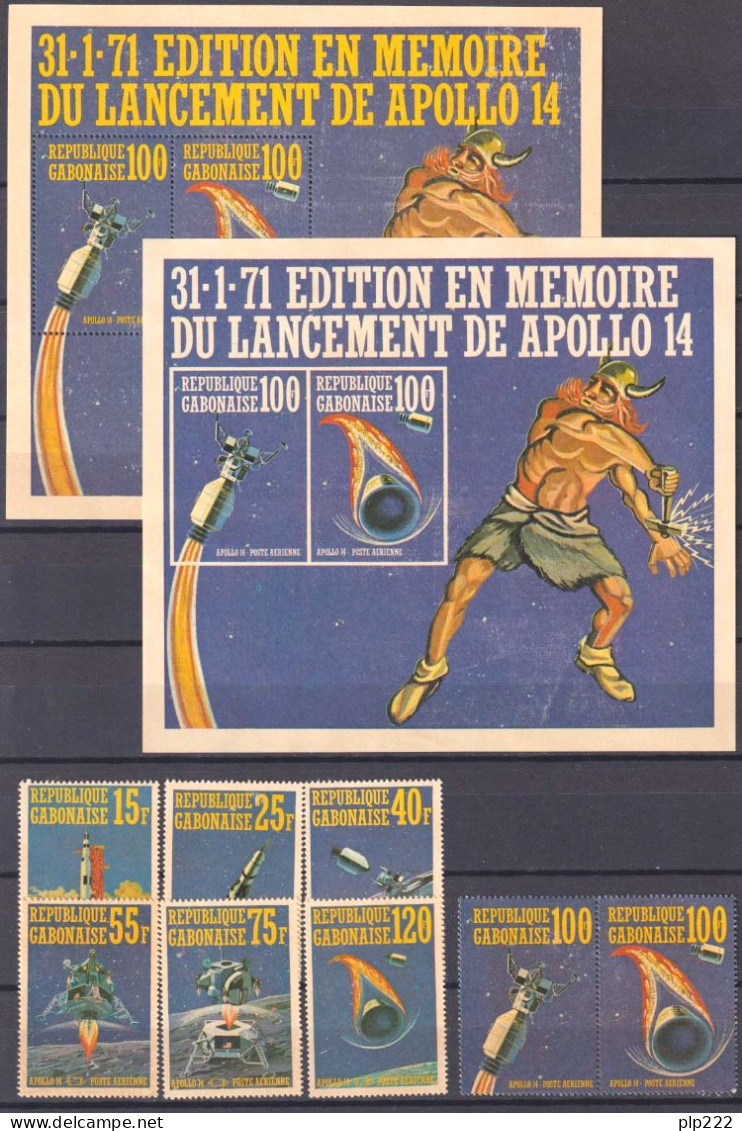 Gabon 1971 Apollo 14 2Bf + Complete Set Y.T.- (*)/MNGH VF/F - Gabon (1960-...)