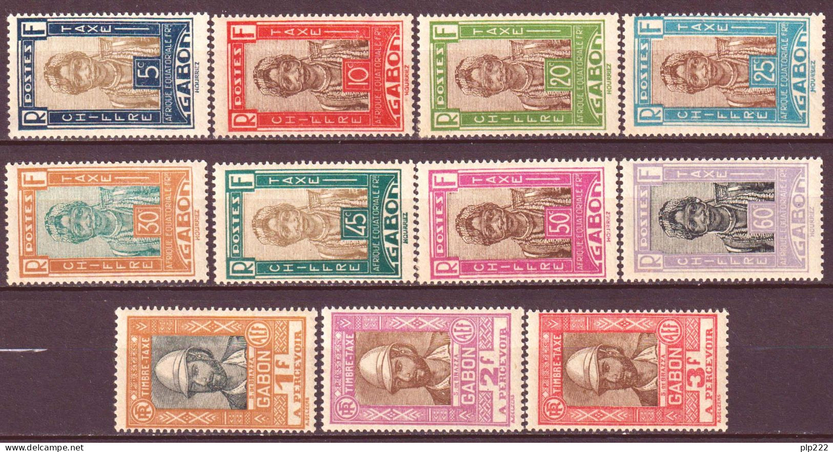 Gabon 1930 Segnatasse Y.T.12/22 */MH VF/F - Nuovi