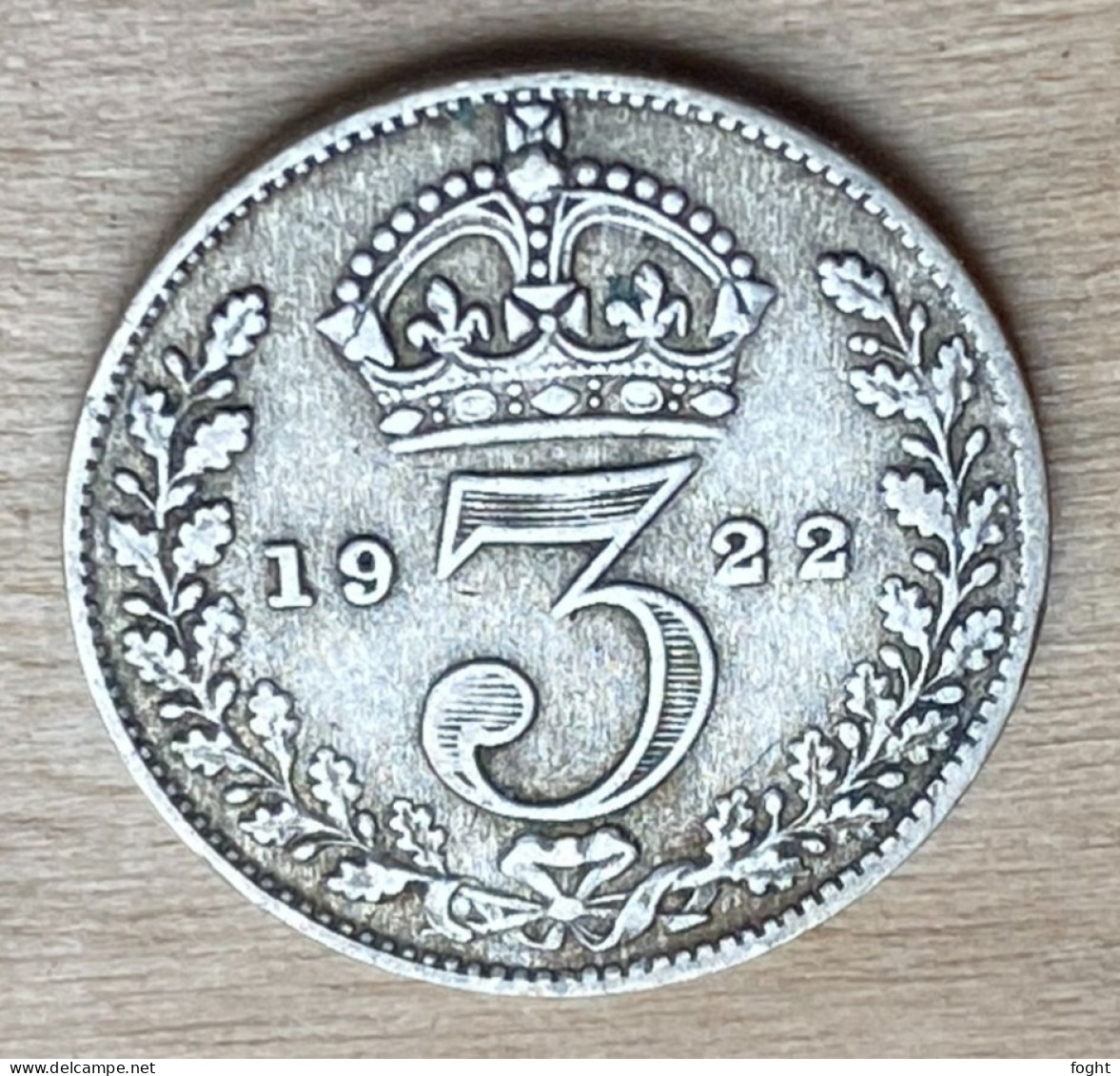 1922 Great Britain .500 Silver Coin 3 Pence,KM#813A,7263 - Other & Unclassified