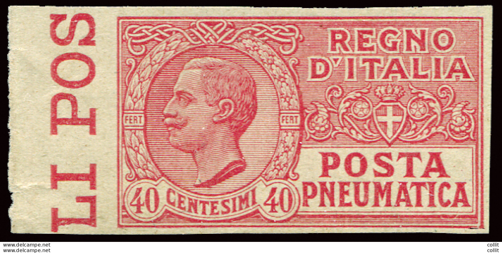 Posta Pneumatica Cent. 40 Prova Di Macchina Stampata Su Carta Grigio Verde Non Dentellata - Mint/hinged