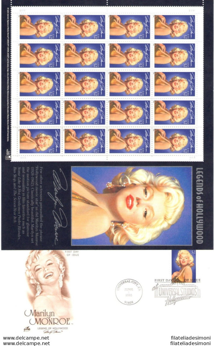 1995 Stati Uniti , MARILYN MONROE FOLDER + FDC Legend Of Hollywood MNH** - Autres & Non Classés