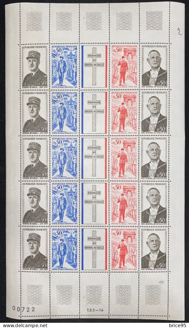 France - YT Nº F 1695 à 1698 ** - Neuf Sans Charnière - Feuille Complète - 1971 - Full Sheets