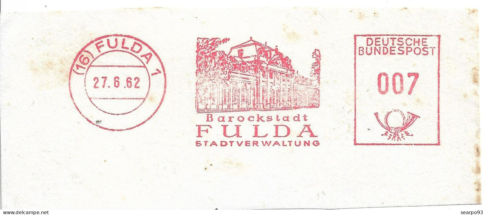 GERMANY. METER SLOGAN. FULDA 1962 - Cartas & Documentos