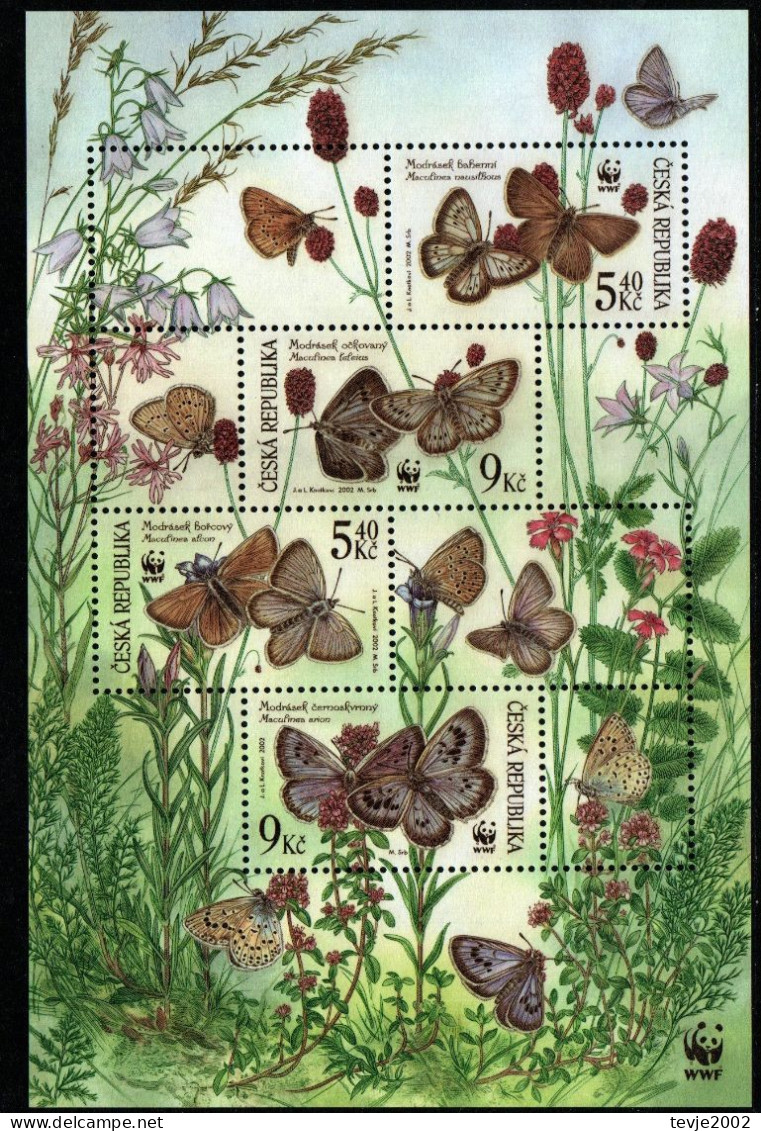 Tschechien Ceska 2002 - Mi.Nr. Block 17 - Postfrisch MNH - Tiere Animals Schmetterlinge Butterflies - Mariposas