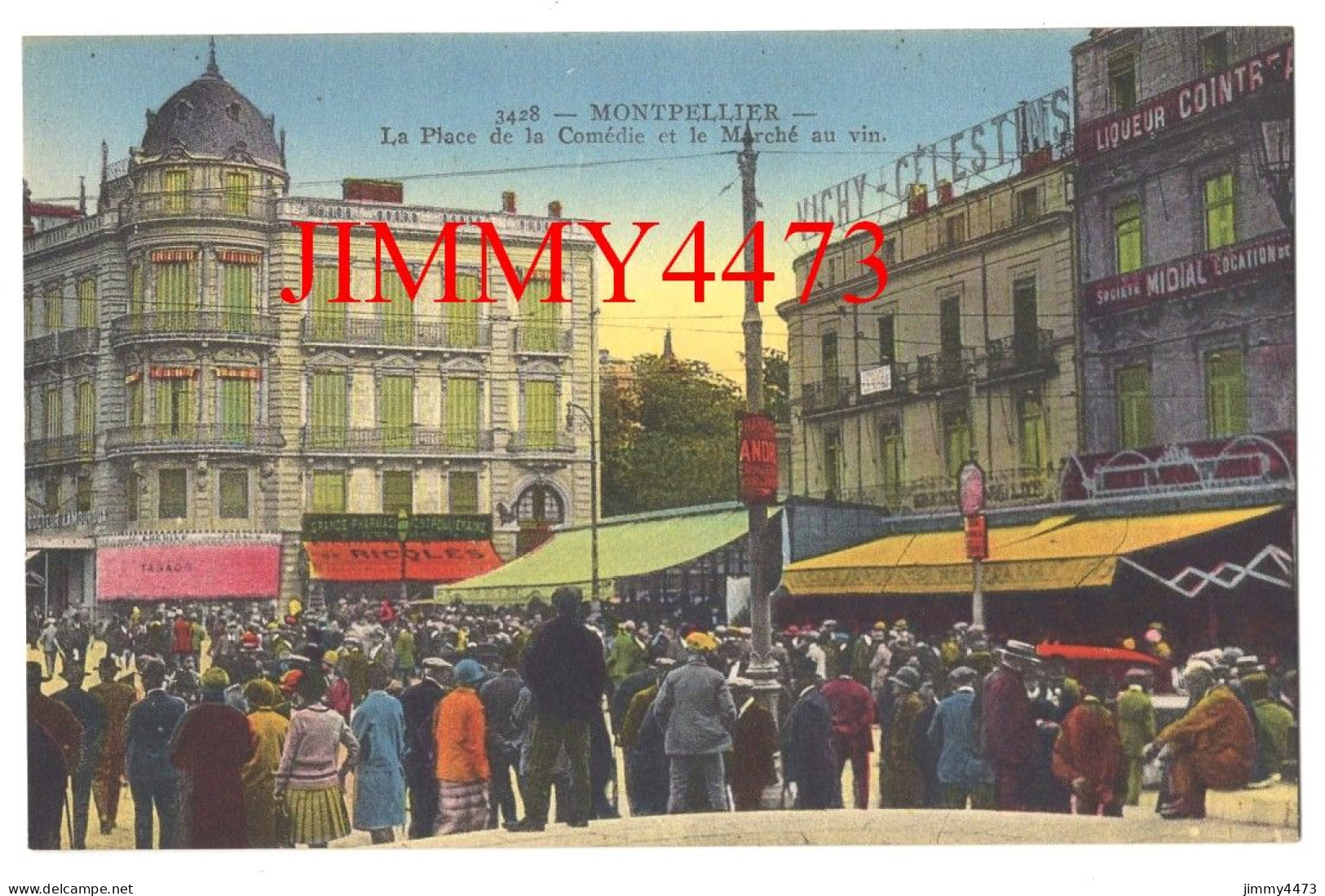 CPA - MONTPELLIER - La Place De La Comédie Et Le Marché Au Vin ( Place Bien Animée ) N° 3428 - Imp. A.D.I.A - Montpellier