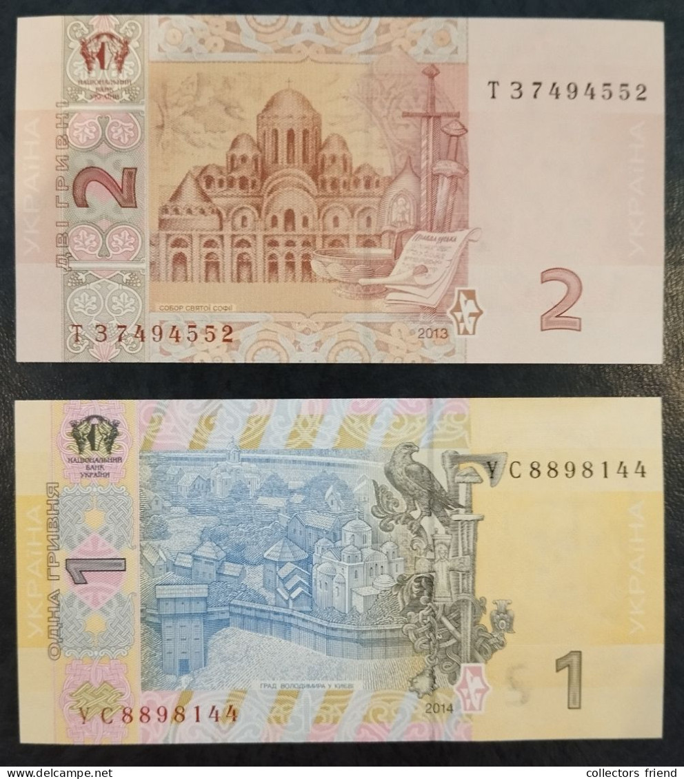 UKRAINE 1 + 2 Hryvni Year 2013/14 UNC - Oekraïne