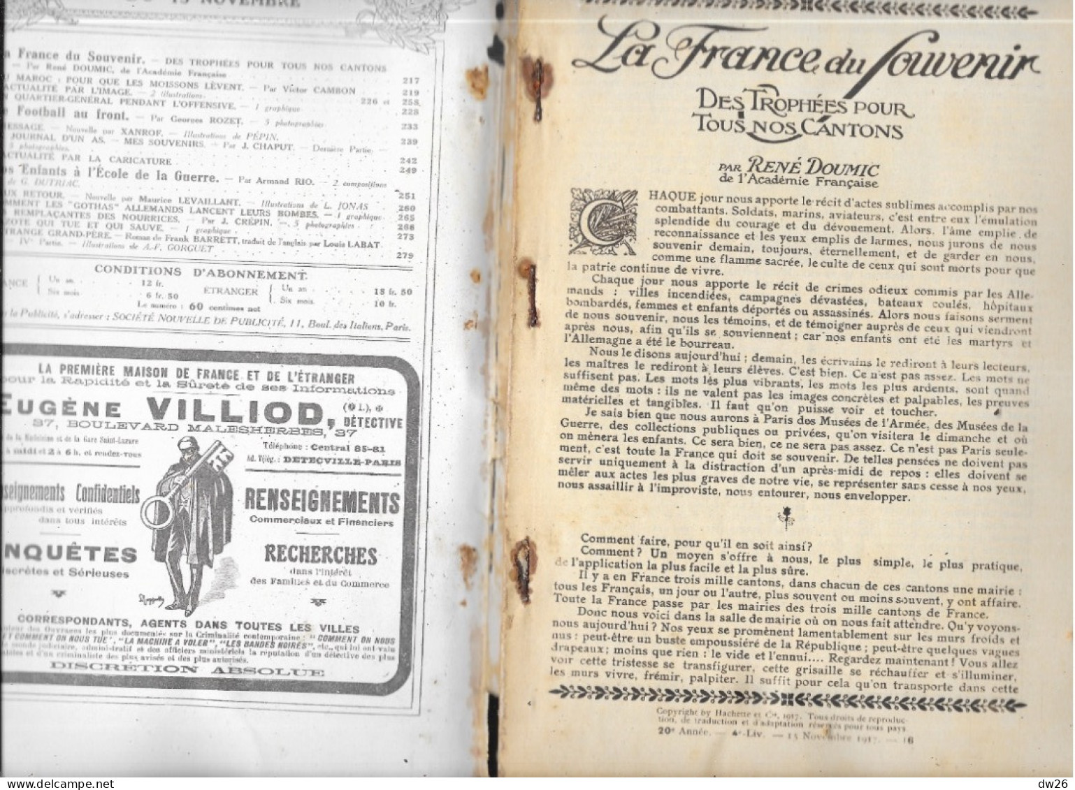 Revue Hachette Bimensuelle 1ère Guerre Mondiale - Lectures Pour Tous Du 15 Novembre 1917 - 1900 - 1949