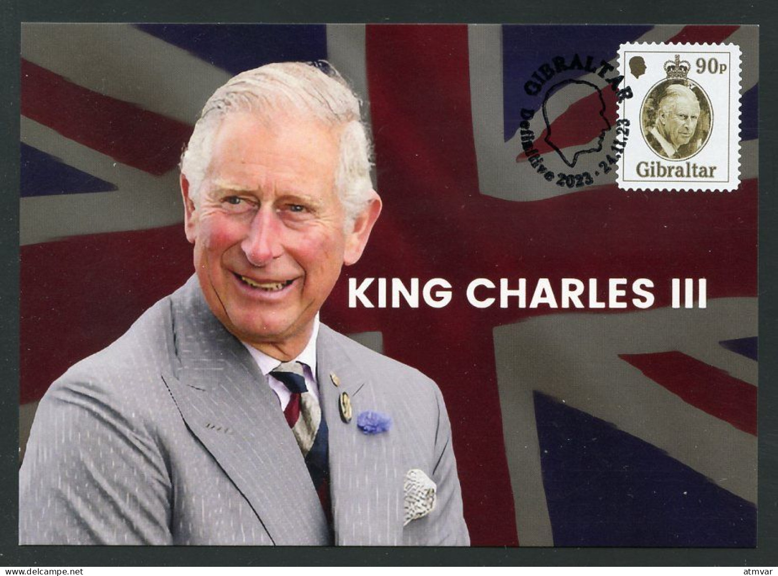 GIBRALTAR (2023) Carte Maximum Card - His Majesty King Charles III, Definitive Series - UK Value, Roi, König, Rey - Gibilterra