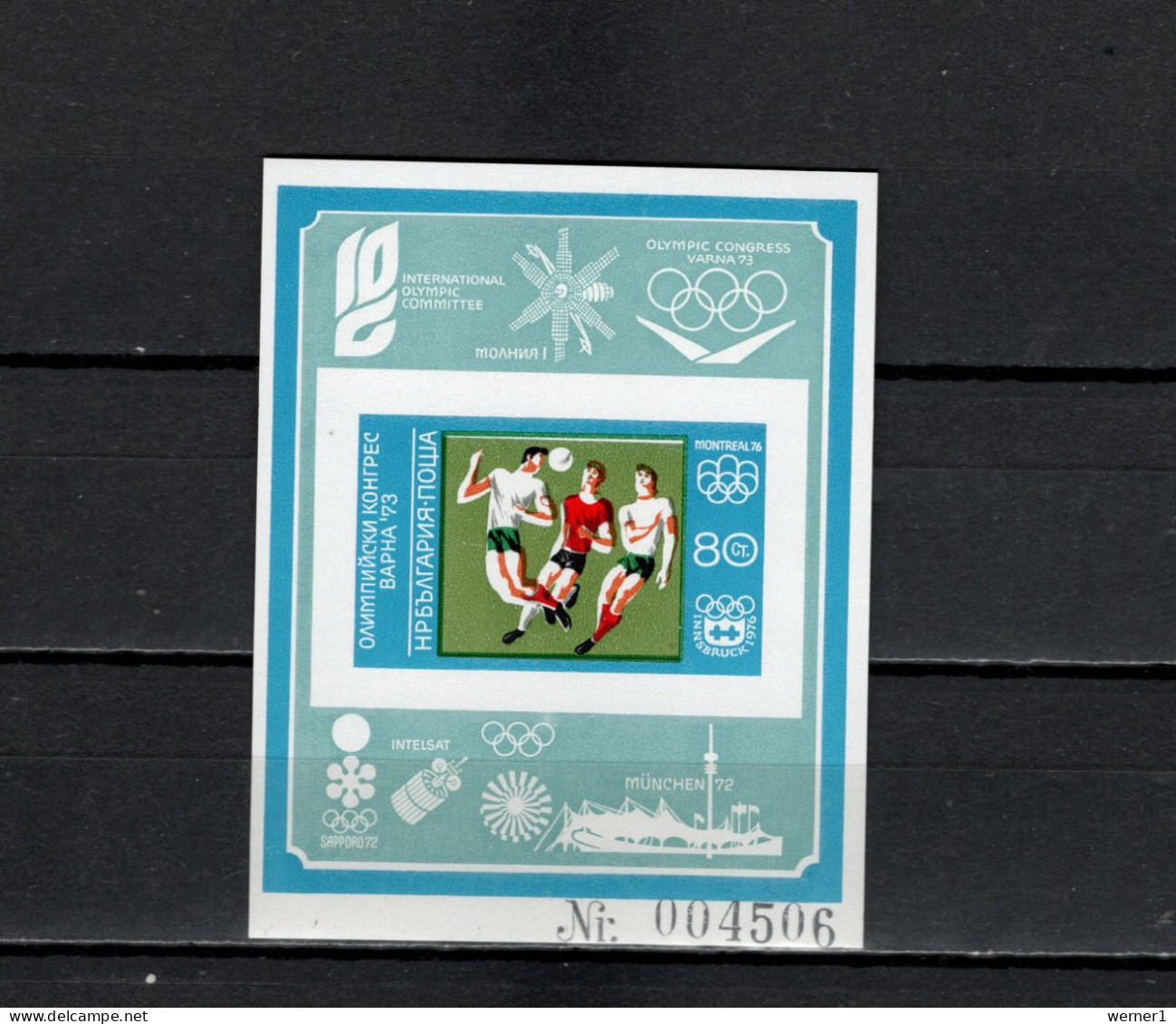Bulgaria 1973 Space, Football Soccer, Olympic Games Munich S/s Blue Imperf. MNH - Europe