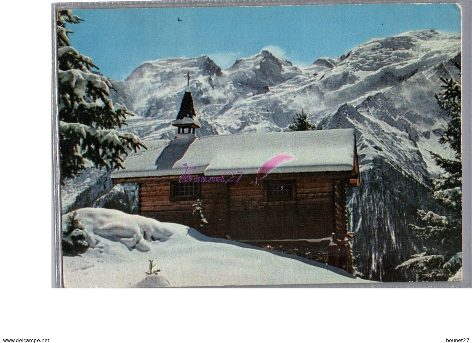 AU PAYS DU MONT BLANC 74 - Vue Generale Du Mont Blanc Une Petite Eglise Sous La Neige  - Chamonix-Mont-Blanc