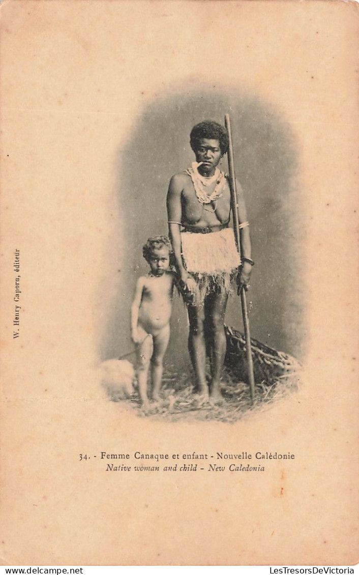 NOUVELLE CALEDONIE - Femme Canaque Et Enfant - Carte Postale Ancienne - New Caledonia