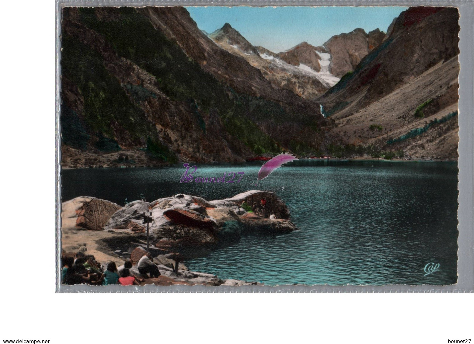 CAUTERETS 65 - Le Lac De Gaube Vue Generale Au Dos Le Tampon Souvenir Du Pont D'Espagne - Cauterets