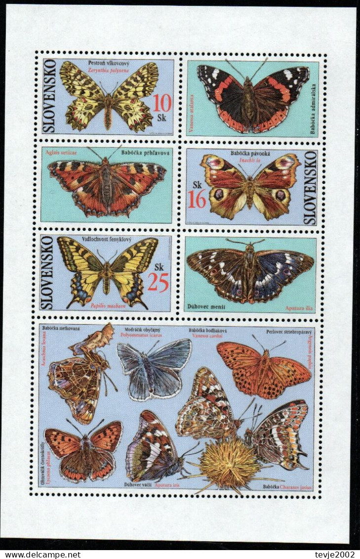 Slowakei Slovensko 2002 - Mi.Nr. Block 18 - Postfrisch MNH - Tiere Animals Schmetterlinge Butterflies - Mariposas