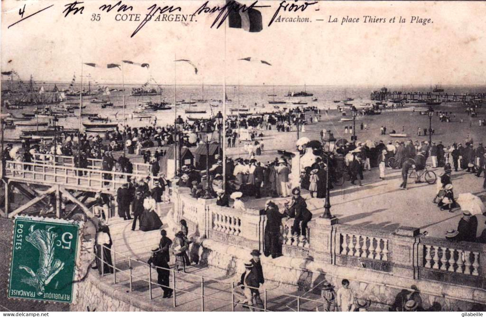 33 - Gironde -  ARCACHON - La Place Thiers Et La Plage - Arcachon