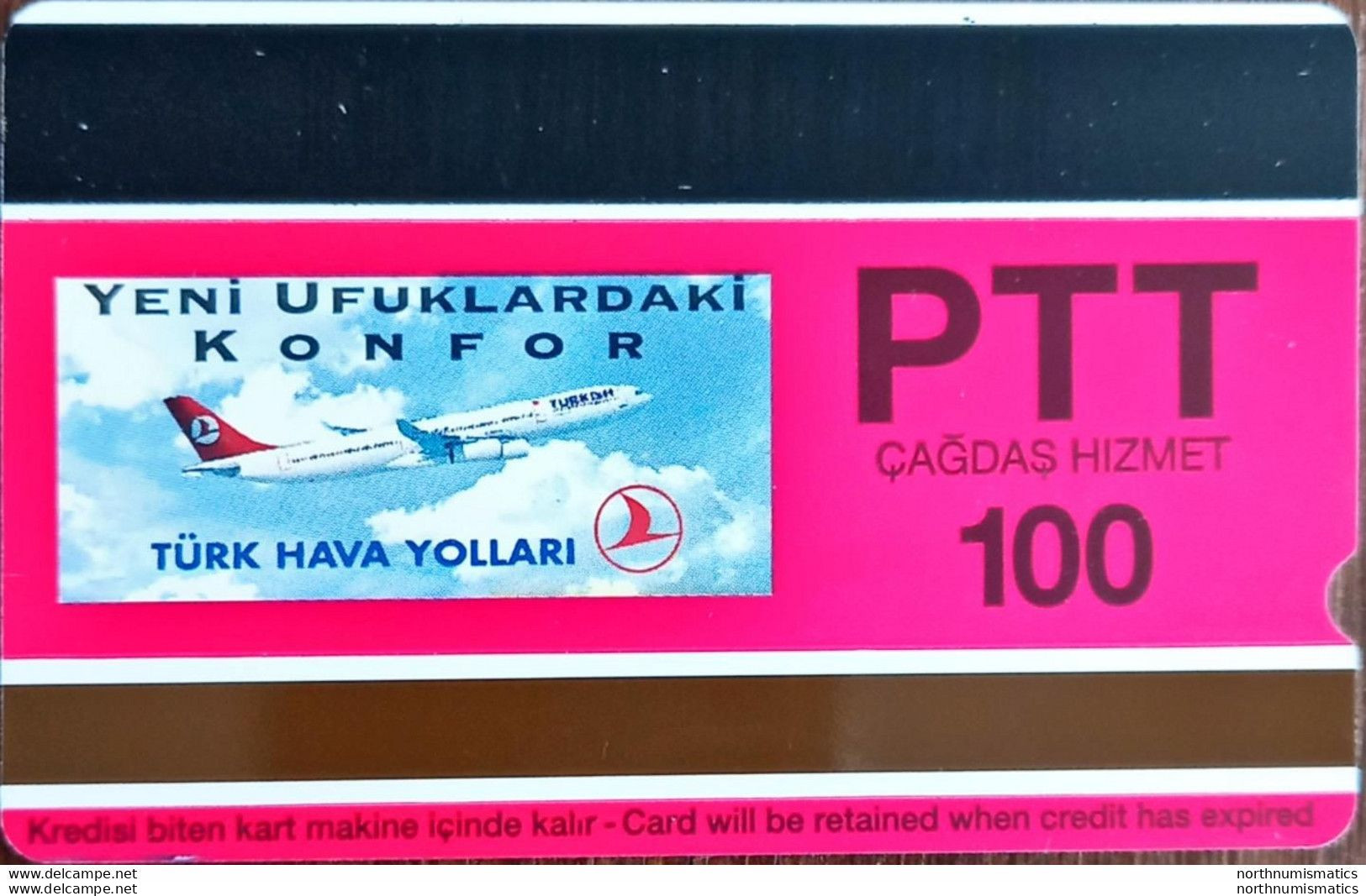 Turkey Phonecards THY Aircafts DC-3 PTT 100 Units Unc - Collections