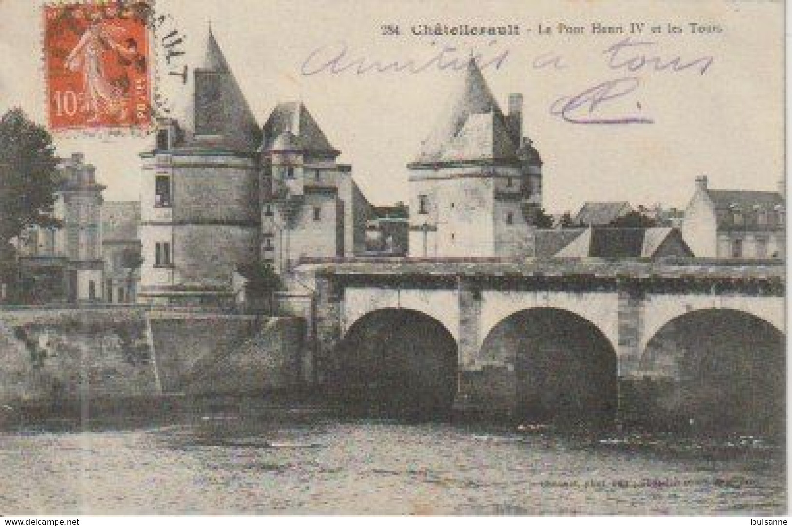 CHALELLERAULT. (. 86 ). LEPONT. HENRI. IV. ET. LES. TOURS  -  C P A   ( 24 / 4 / 98. ) - Chatellerault