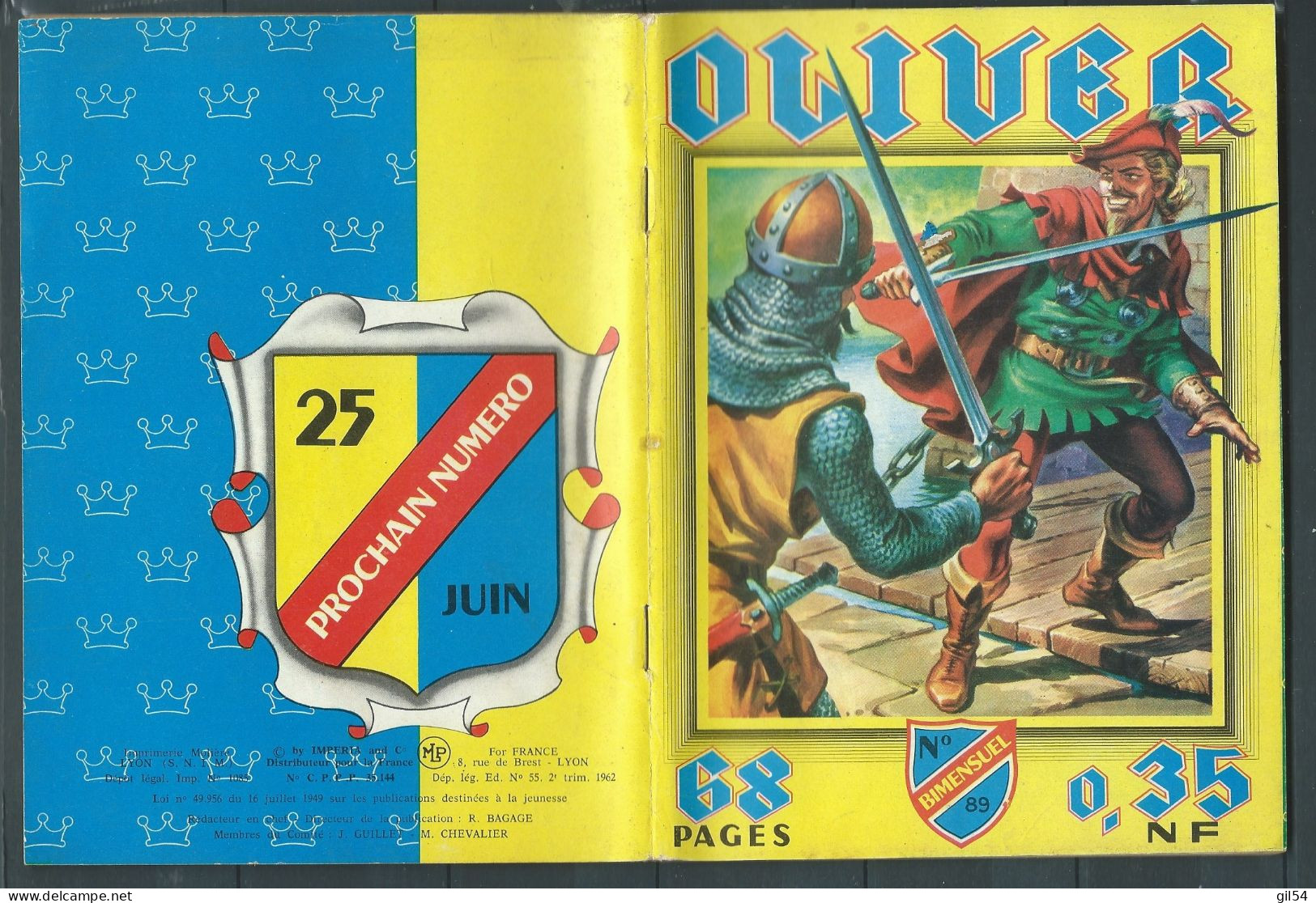 Bd "Oliver  " Bimensuel N° 89 "  Le Cheval Arabe     , DL N°55 2è Tri. 1962 - BE- RAP 0501 - Small Size